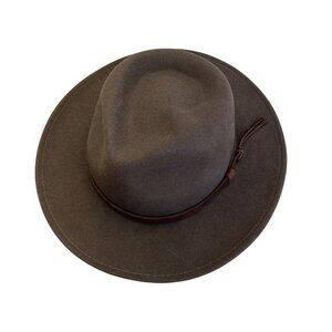 Brown LiteFelt Wool Fedora Hat With Leather Band Made In USA Unisex